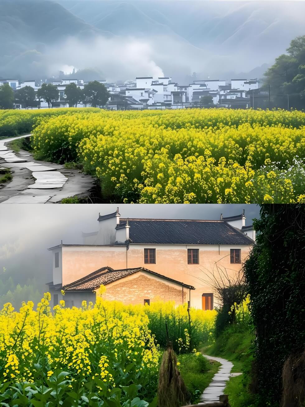 江西婺源篁岭春日油菜花海攻略：梯田花田与徽派古村完美融合-和风乐游农庄(图2)